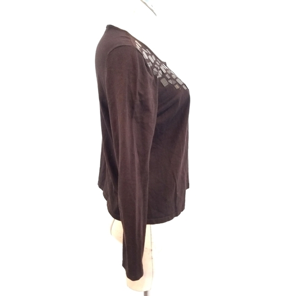 3/$25 Jones New York Size S Brown Embellished Cardigan - Picture 3 of 8
